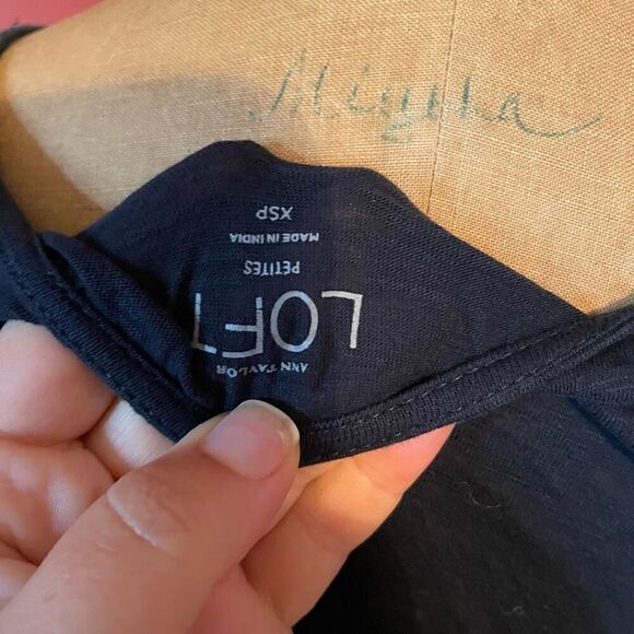 LOFT | black 3/4 sleeve crochet XSP - Picture 4 of 5